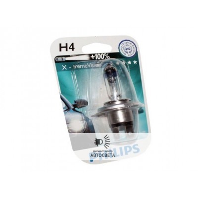 Галогеновая лампа Philips H4 X-treme Vision +100% блистер